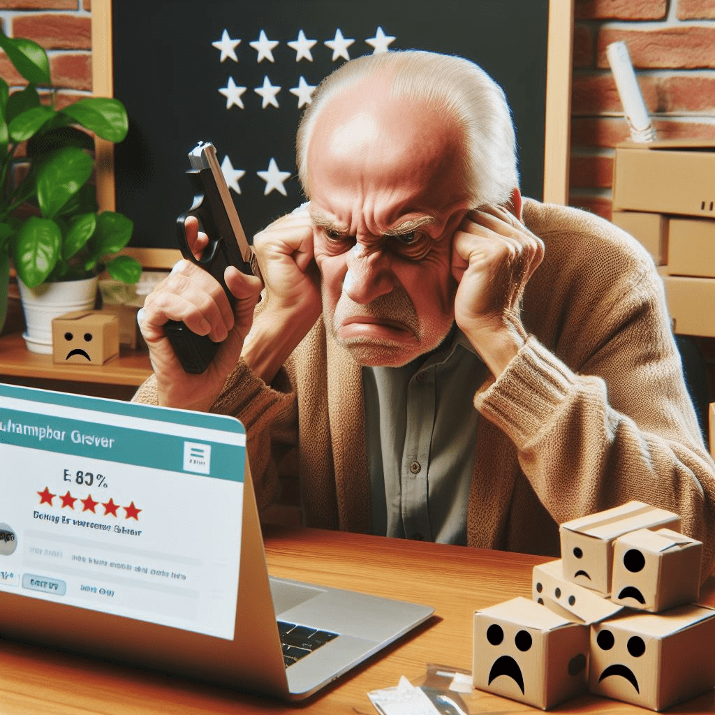 unhappy customer leaving a review online